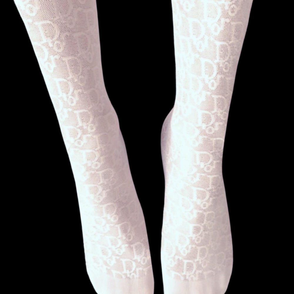 Dior White Oblique Monogram Sheer Stocking Socks - Picture 6 of 15